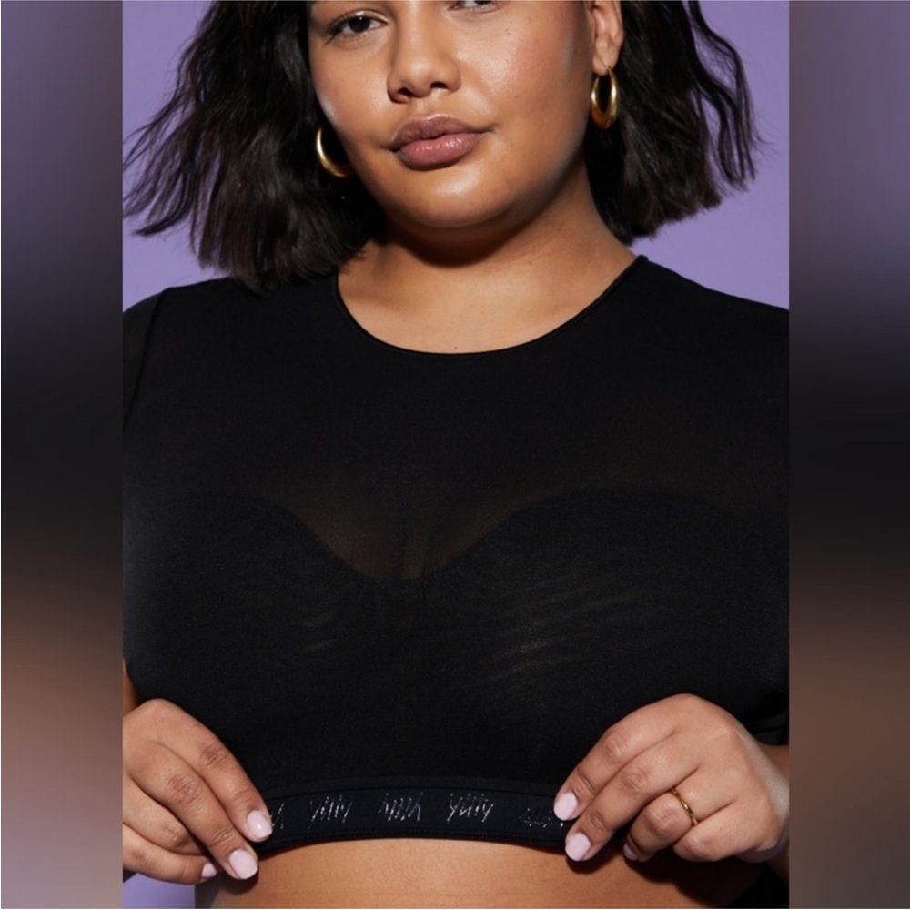 NWT Yitty by Lizzo Mesh Me Smoothing Midi Crop Top Black Size 4X